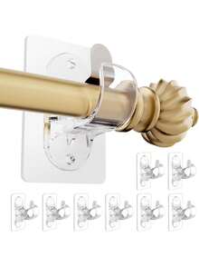 8/6/2 pièces Support de tringle autoadhésif, support de tringle sans perçage, support de tringle autoadhésif réglable, crochet de tringle multifonction sans clou, convient pour les chambres, les salles de bain, les salons et les dortoirs - transparent - Voir 8