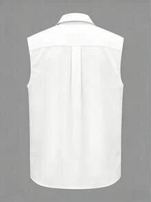Damen Pendler-Bluse mit Bindeband am Hals, ärmellos, vielseitig, lässig, elegant, Bestseller, einfarbig, mit Knopfleiste, weiß, Sommer - Weiss - Übersicht 3