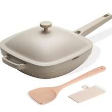 0.5 Inch (3.8 Quart) Ceramic Non-Stick Frying Pan With Lid, Titanium Ceramic Toxin-Free Deep Wok, Includes Wooden Spatula + Cleaning Brush, Desert Clay Edition - View 11