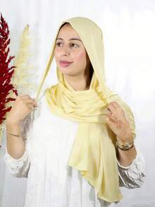 1 pièce Foulard instantané pour femme, 100% coton à nouer, châle unicolore classique, tissu viscose doux et confortable, convient pour le port quotidien, l'abaya et les occasions de fête - Multicolore - Voir 22