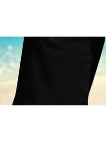 Quick-Dry Beach Shorts With Coastal Scenery Print, Lightweight Drawstring Beach Shorts, Casual, Slightly Stretchy, Perfect For Summer Vacations, Surfi - Black - View 3