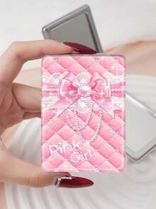 1pc Millennium Y2K Luxury Portable Vanity Mirror, Foldable Lightweight Compact Handheld Mirror, Durable PU Leather, Suitable For Multiple Scenes, Cartoon Ins Style Rhinestone Heart, Leopard, Bow, Ditsy Floral Design, Exquisite Folding Structure, Reliable And Shockproof, Convenient To Carry - Multicolor - View 12