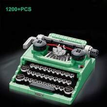 Bộ lắp ráp mô hình máy đánh chữ cổ điển hơn 1200 mảnh, chất liệu ABS, đồ chơi xây dựng mini, trang trí nhà cửa phong cách retro màu xanh lá cây, quà tặng cho nam và nữ, quà tặng ngày lễ. - Máy đánh chữ cổ điển màu xanh lá cây - Xem 7