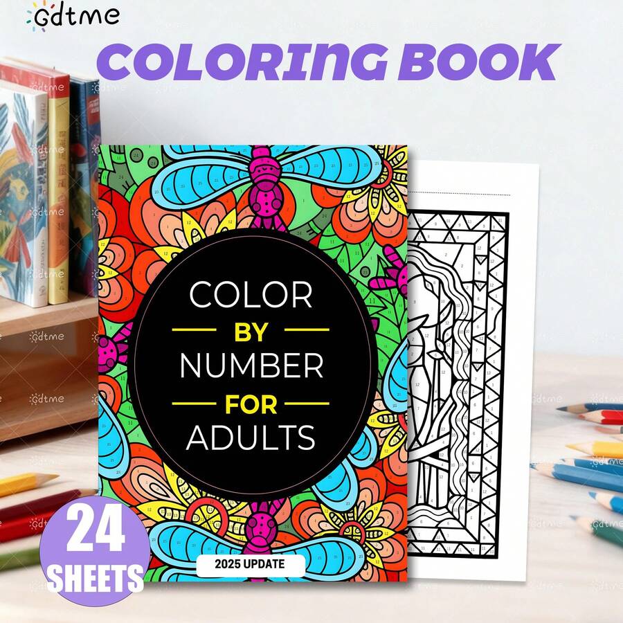 GDTME Number Coloring Task, Coloring By Number For Adults, Interesting Coloring Exercise, Improves Concentration, A Relaxing Gift, Gifts For Women, Birthday, Anniversary, Back-To-School Gifts, Stationery, Father's Day Gifts, With 5 Stickers. - Number Coloring - View 1