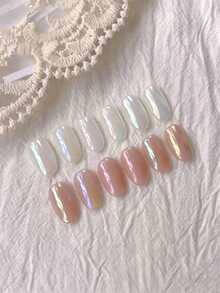 Aurora Glass Pearl Nail Powder Flash Mirror Surface Effect Ultra Fine Opalescent Holographic Shimmer Nail Art Powder For Home DIY Manicure Design Professional Nail Salon(0.5g/Bottle) - Multicolor - View 5