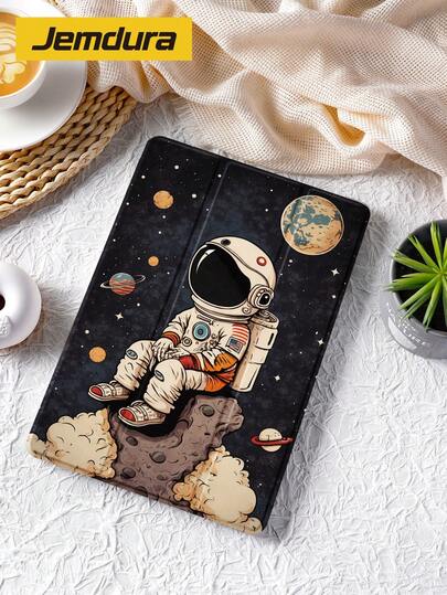 Ốp bảo vệ máy tính bảng họa tiết phi hành gia, vỏ gập ba có chân đế, tương thích với iPad 10.2" (A16), 11" thế hệ thứ 11 2025, thế hệ thứ 8/9/10, Air 4 10.9", Galaxy Tab S6 Lite 10.4", chống rơi, có khe cắm bút cảm ứng, hỗ trợ chế độ ngủ/thức, quà tặng cho trẻ em/gia đình.
