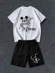 Disney "Floral Tattoo Style Mickey With Sunglasses" 2-Piece Outfit - 白色 - 查看 2
