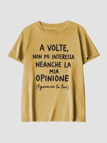 Women's Summer Short Sleeve T-Shirt, Loose Fit Plus Size T-Shirt, Knit Fabric, Fashion Street Style - Orange - View 3