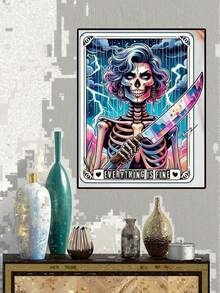 Skull Diamond Art Kits For Adults-Skull Diamond Painting Kits For Adults Beginners, 5D DIY Full Drill Round Rhinestone Gem Art Crafts Paintings For Home Wall Decor - round diamond - View 4