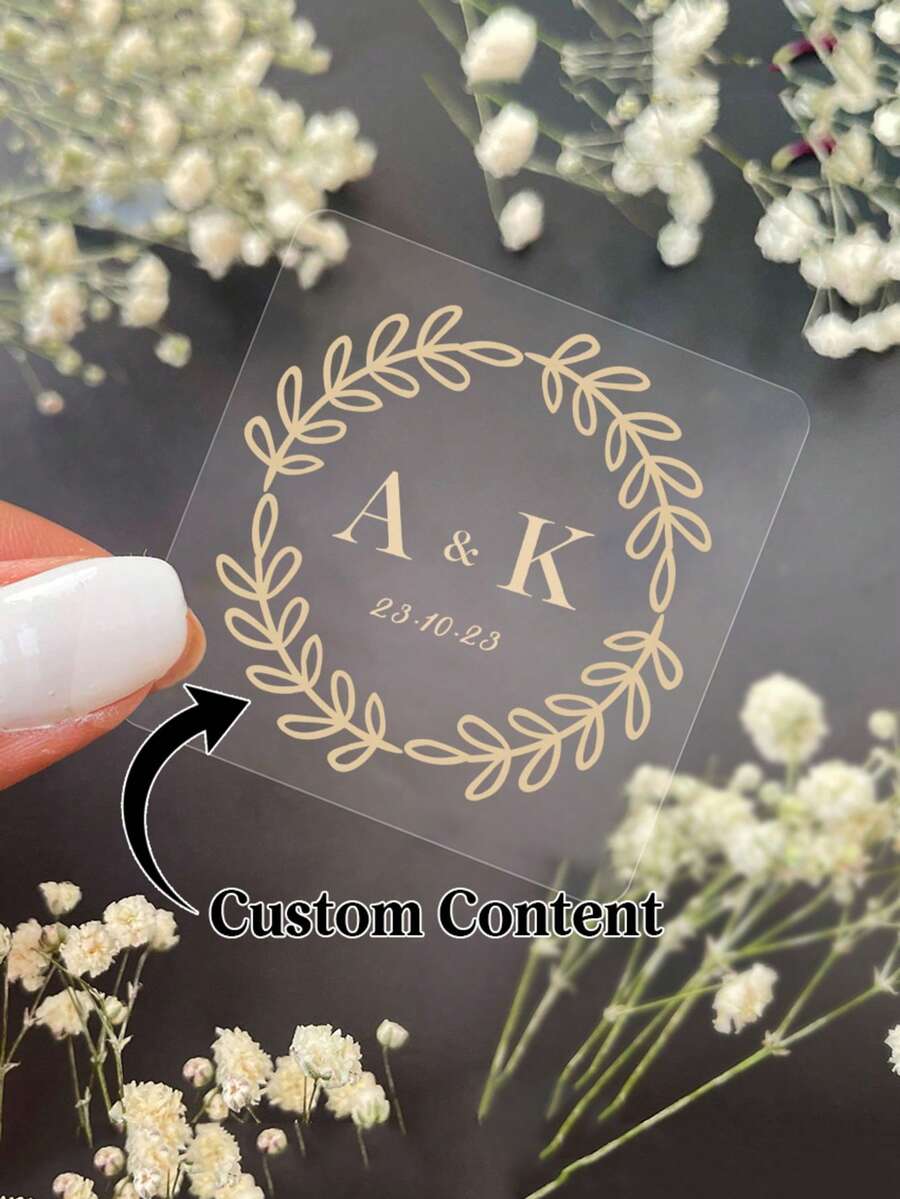 50pcs Customized Gold Foil Stickers, Square Wedding Stickers, Wedding Party Gift Stickers Labels, Customized Favor Thank You Labels - Multicolor 1 - View 1