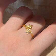 Nhẫn hở mạ vàng 18K đính đá Cubic Zirconia thời trang, đa năng, thanh lịch dành cho nữ. - Vàng - Xem 4