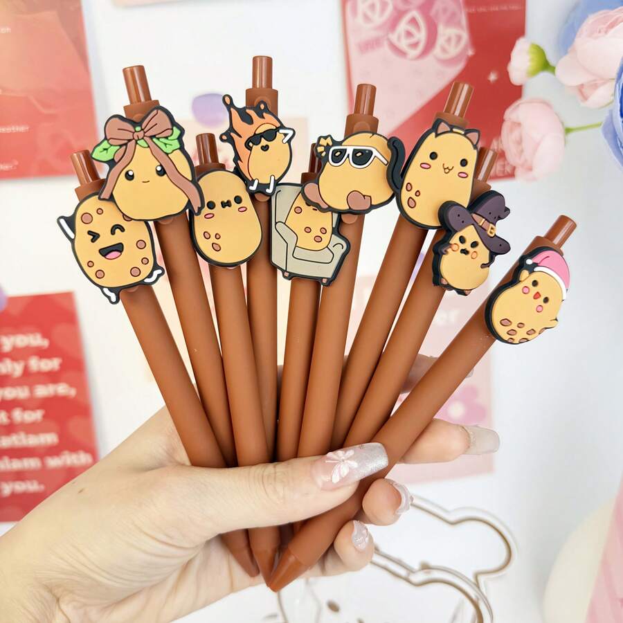 9/19/29支装趣味土豆系列按压式圆珠笔,款式随机,握感舒适,黑色墨水,圆珠笔,小礼物,办公用品,学习工具,返校文具 - 套裝 - 查看 1