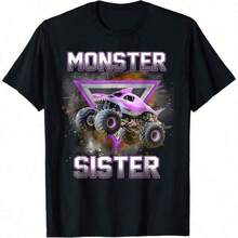 Gifts For Boyfriend Women Summer Clothes Boy Clothes Tshirts For MenMonster Truck Sister Monster Truck Are My Jam Truck T-Shirt Gifts For Boyfriend Women Summer Clothes Boy Clothes Tshirts For Men - 黑色 - 查看 6