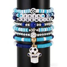 New 2026 USA-Canada-Mexico World Cup Soccer Bracelet Set, Stackable Polymer Clay Country Bracelets,  Fan Gift For Argentina Brazil Germany - 3 - 查看 3