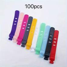 50pcs/100pcs Reusable Silicone Cable Organizer - High Elastic Cable Management Sleeves For Headphones, USB Chargers And Electronics, Durable Plastic Wire Winders, Multicolor Cable Clips - Multicolor - View 10