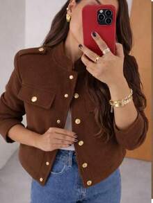 Warm Wool Coat Jacket | Stylish And Elegant Women's Jacket - 鏽棕色 - 查看 1