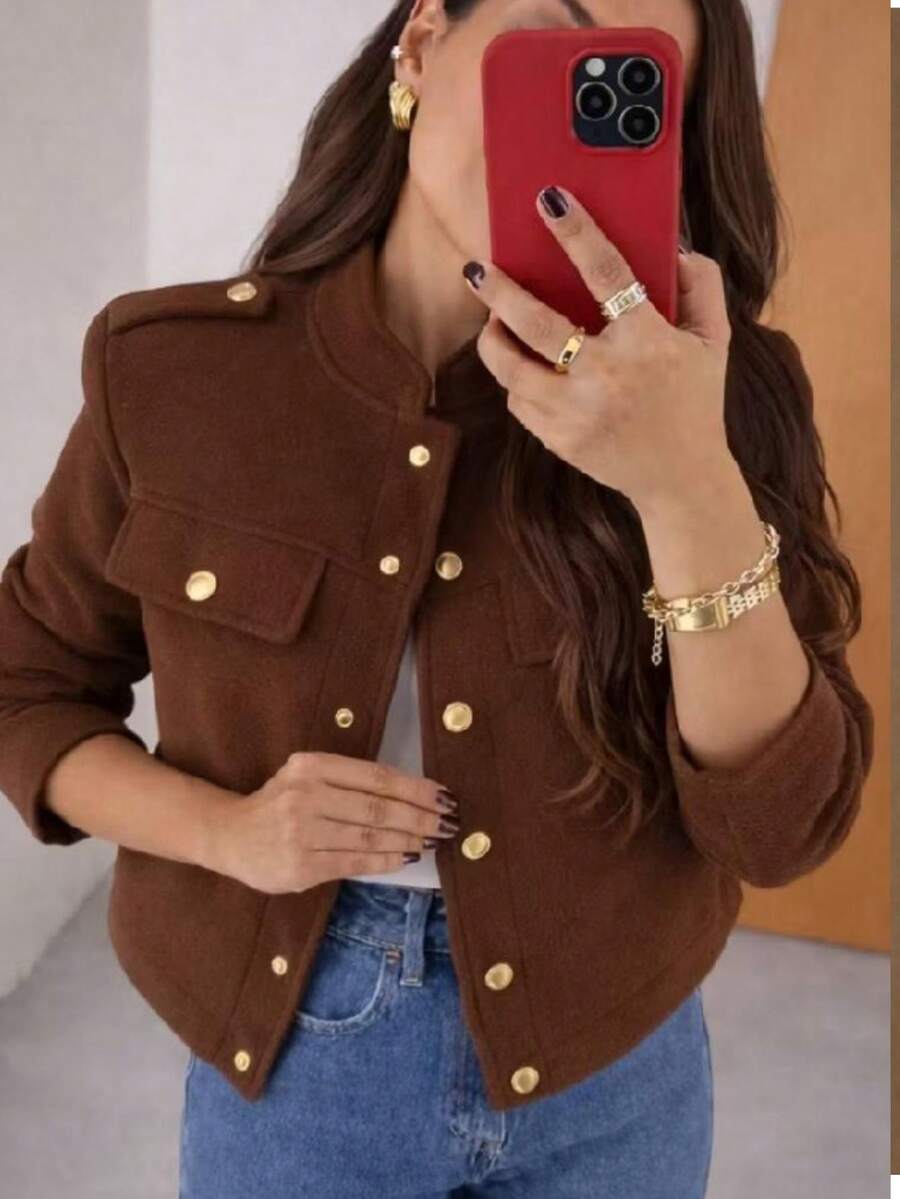 Warm Wool Coat Jacket | Stylish And Elegant Women's Jacket - 鏽棕色 - 查看 1