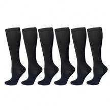 6 Pairs Copper Ion Compression Sports Socks, Unisex, Suitable For Cycling, Football, Basketball And Other Sports, Solid Color Long Socks, Comfortable And Warm - Multicolor - View 39