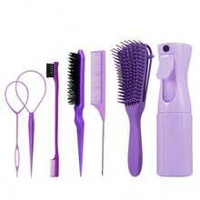 3 pièces/7 pièces Peignes de coiffure, comprenant un flacon vaporisateur, un outil de coiffure français, une brosse de massage exfoliante, un peigne en nylon, un peigne à queue de rat et un peigne de contrôle des bords, parfait pour créer des coiffures diverses pour différents événements - Multicolore - Voir 10