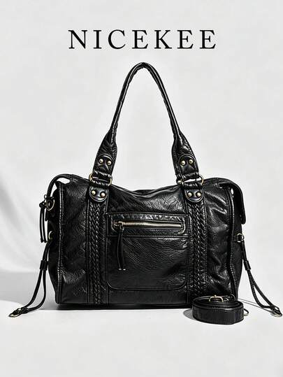 Vintage Tassel Shoulder Bag, Stylish Design Large Capacity Shoulder Bag, Niche Classic Multifunctional Handbag, Suitable For Daily Commuting, Etc