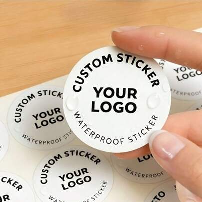 Customized Round/Square Stickers - Can Freely Customize Brand Logo And Text. Suitable For Gift Box Packaging, Product Labels, Exhibition Promotion, Gift Decoration, Product Sealing, Office Organization, Handmade Collage, Etc.