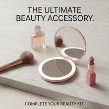 LED Makeup Mirror, Illuminated Makeup Mirror, Portable Mini Makeup Mirror, USB Rechargeable LED Travel Makeup Mirror, Compact Illuminated Makeup Mirror, Foldable Makeup Mirror With Adjustable Brightness And Magnification, Touch Screen Brightness Control, Multi-Function Mini Makeup Mirror, Dimmable Magnifying Folding Makeup Mirror, 3 Lighting Modes - White Light, Natural Light And Warm Light - Multicolor - View 7