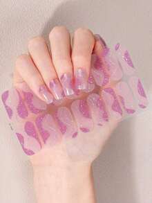 Calcomanías de uñas de color rosa coral, calcomanías de arte de uñas impermeables, unicolor, rosa cebolla verde, envoltorios completos de uñas degradado ombre - Rosa Pálido - Ver 6