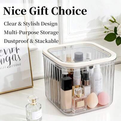 1 Piece Square Flip-Top Trash Can - Clear Plastic, No Power Required, Ideal For Kitchen And Living Room Organization, Space-Saving Design For Modern Home Kitchens And Living Areas, Durable And Lightweight Trash Can, Easy To Clean, Keeps Counters Tidy, Versatile Tabletop Or Floor Placement For Personal And Shared Spaces