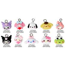 SANRIO 35个/50个可爱卡通树脂装饰品批发，3D迷你卡通动物吊坠装饰品，可用于DIY可爱手链装饰 - 彩色 - 查看 16