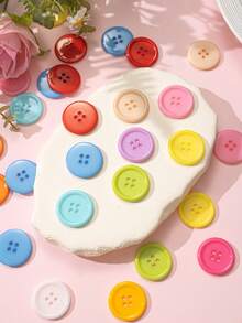200pcs 15/20/25/30mm 4-Hole Multicolor Plastic Buttons, For DIY, Clothing, Crafts And More - Plastic Buttons - View 7