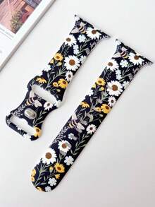 1 chiếc dây đeo đồng hồ silicon in hình hoa cúc nhỏ tươi mát mùa hè, tương thích với Apple Watch 38mm 40mm 41mm 42mm 44mm 45mm 49mm (S10 42)mm (S10 46)mm (S11 42)mm (S11 46)mm dành cho nữ, dây đeo đồng hồ thể thao silicon mềm mại thời trang, tương thích với Series 11 Ultra 3 SE3 Ultra 2 S10 SE2 9 8 7 SE 6 5 4 3 2 1, phù hợp với nhiều trang phục, sử dụng hàng ngày và các dịp lễ. - màu đen - Xem 1
