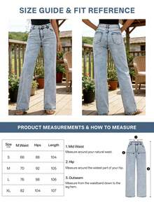 Women's Casual Elegant Retro Simple Straight Leg Jeans, Suitable For Christmas And New Year Queuing Spring - Blue - View 6