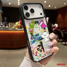 MINISO 蠟筆小新 Life Is Good 磁吸透明手機殼，適用 iPhone 17/17 Pro/17 Pro Max/17 Air/16/15/14/13/12/11/X 系列，iPhone 17 Pro Max 手機殼、iPhone 17 Pro 手機殼、iPhone 17 手機殼，女友理想禮物，適合動漫迷 - 灰色 - 查看 2