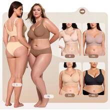 Jelly Bras For Women No Underwire Wireless Support Lift Full Coverage Plus Size Comfort Seamless Bra - Dusty Rose - View 3