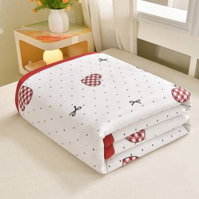 1 chiếc chăn/mền mùa hè bằng vải cotton giặt mềm, in họa tiết hoa tươi mát, thích hợp cho mùa xuân và mùa hè.