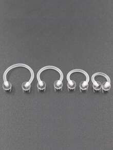 1 Chiếc khuyên mũi hình móng ngựa bằng acrylic trong suốt, có kẹp chữ C, dùng cho môi, mũi, tai, vành tai, sụn tai, trang sức cơ thể. - Vòng mũi - Xem 2