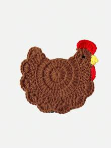 1pc Handmade Crochet Cartoon Chick Cup Mat, Heat Insulation Pad, Anti-Scald Coffee/Beverage/Tea Cup Coaster, Cute Office Desk Accessory, Home Decor - Multicolor - View 14
