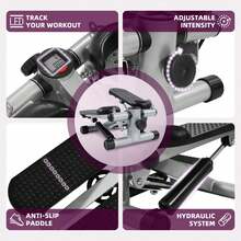 Mini Stepper With Resistance Bands, Compact Stair Stepper For Full Body Workout - Style B/Charcoal Grey - View 4