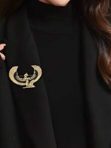 复古埃及女神胸针，金色天使翅膀，希腊神话人物服饰配饰领针 - 金色 - 查看 5