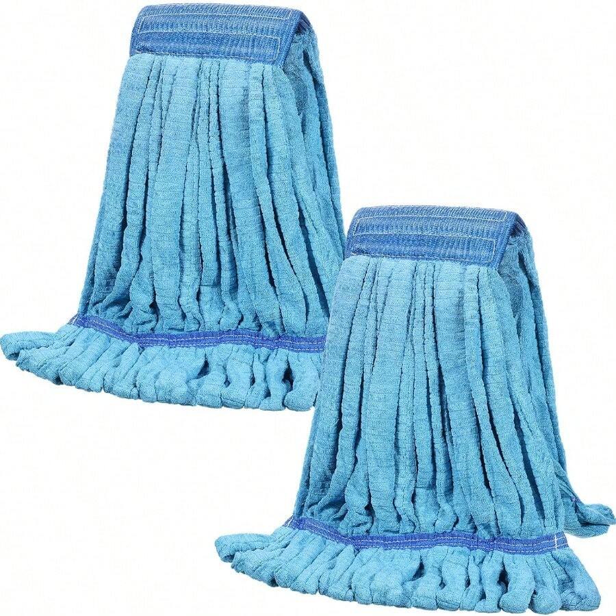 2 Pcs Commercial Mop Head Replacement 18 Oz Tube Microfiber Mop Heads For Floor Cleaning Industrial Mop Heads Blue Looped End Wet Mop Head Refill For Home Commercial Industrial Use - Blue - 查看 1