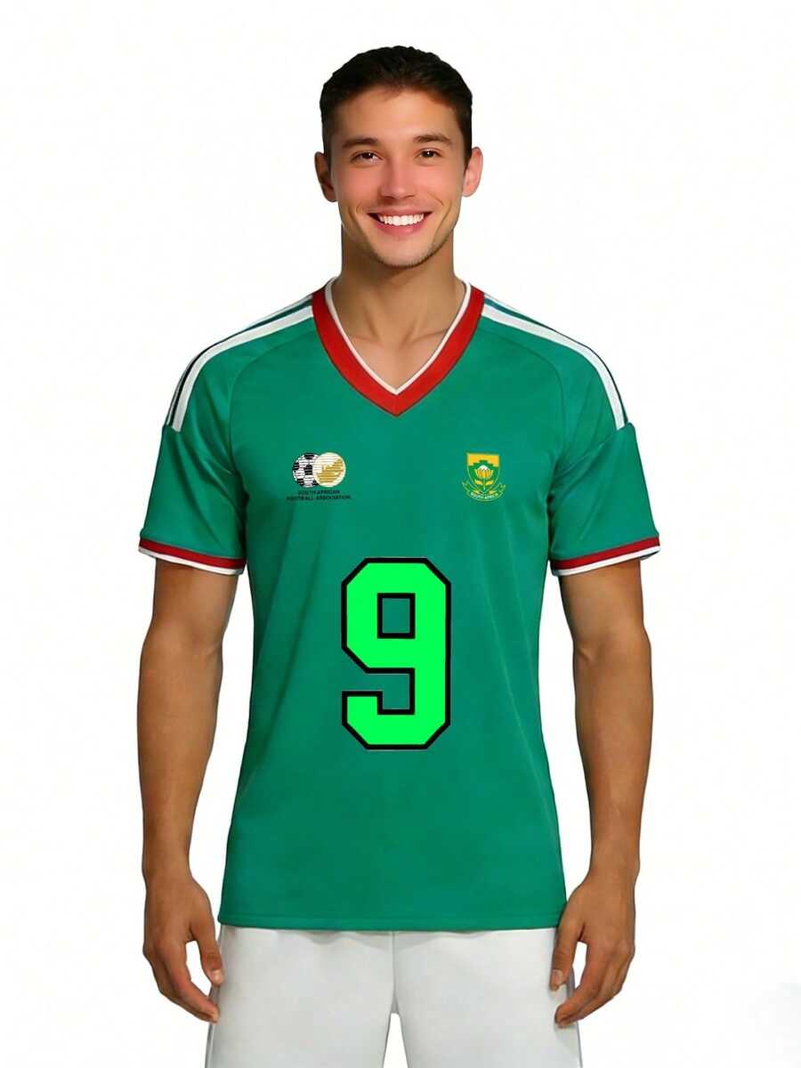 South Africa World Cup Team Logo South Africa World Cup Team Logo Serial NumberFootball ClothesKelly Green9Casual T Shirt For Office Beach Party, Basic Cotton Tee Versatile - 綠色 - 查看 1