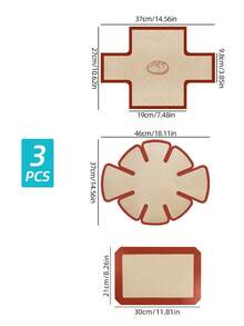 3pcs Non-Stick Silicone Baking Mat Set, Includes Bread Baking Mat, Cheesecake Baking Mat And Cookie Baking Mat, Reusable Baking Liners For Bread, Cake And Cookies, Fit For Toast Pan And Round Cake Mold, Easy To Clean And Heat Resistant - View 9