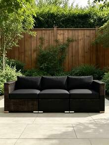 1pc Solid Color Minimalist Milk Silk Removable & Washable Sofa Slipcover, High Elasticity Dust-Proof Suitable For All Seasons, Applicable To Outdoor Rattan Modular Sofa Cushion - Black - View 8