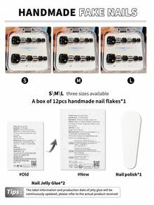 12pcs Handmade,Nail,Press On Nails,Summer,Black Toenail Patch,Fake Toenails,Short Nail Art With Fake Toenails,Pressing Toenail,Artificial Foot Nail Art,Valentine's Day,Gift,Spring And Summer Nails,Round Nails,Spring Nail,Nails Press On,Press On Nails Short,Fake Nails,Short Nails,Press On Nails Acrylic,Handmade Press On Nails,Detachable And Reusable ﻿ - Black - View 7
