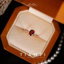 1 chiếc nhẫn hình eo bằng bạc S925 mạ vàng hồng đính đá Garnet tự nhiên, kiểu dáng thời trang và tinh tế dành cho nữ, thích hợp làm quà tặng hàng ngày, thiết kế độc đáo, phù hợp làm quà cho bạn gái. - Hoa hồng vàng - Xem 4