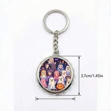 Halloween Keychain  Spooky Halloween Fun - Adorable Ghost With Bat Friends And Jack-O'-Lantern - yuan - 查看 6