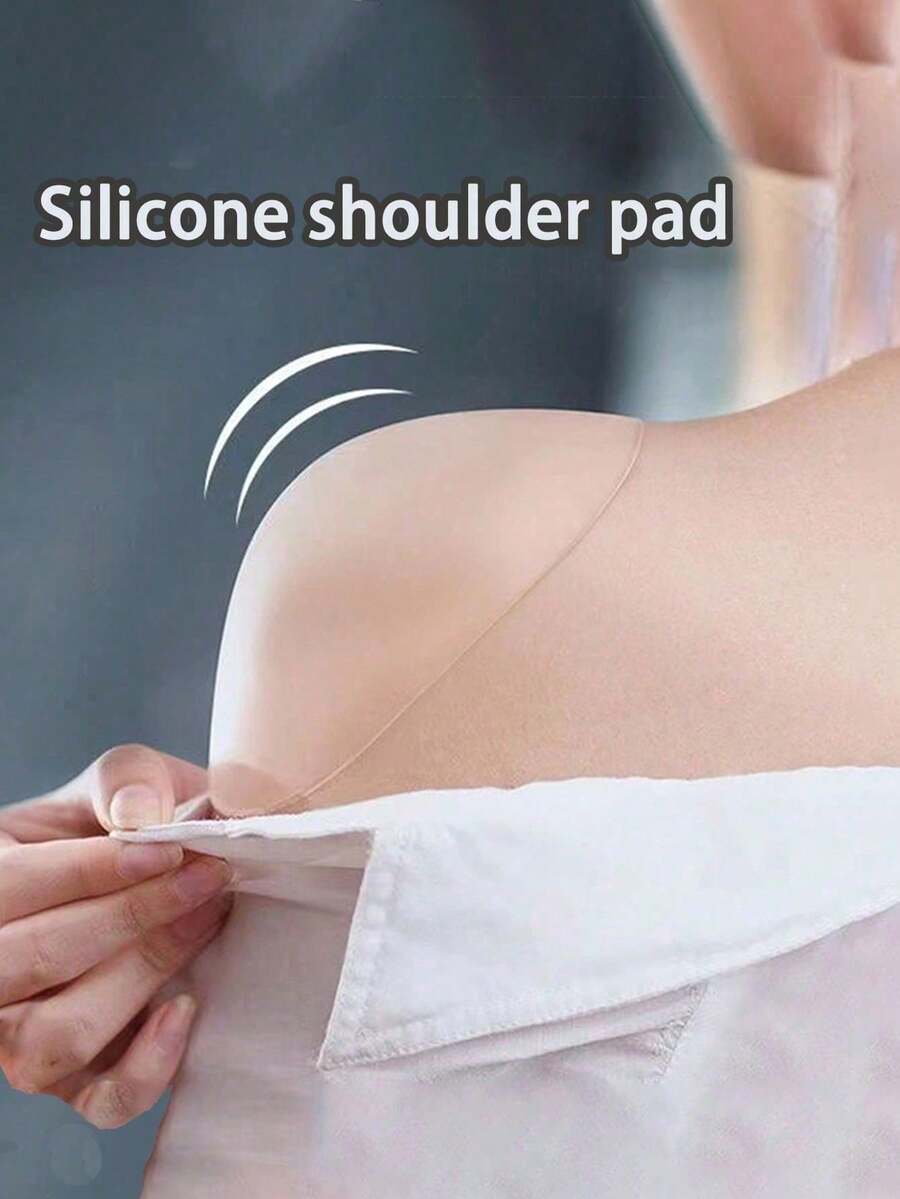 1 Pair Invisible Self-Adhesive Silicone Shoulder Pads, Non-Slip Shoulder Enhancer Pads, Suitable For Women And Men With Sloping Or Narrow Shoulders, Reusable Transparent Posture Shaping Pads For Suits, Shirts, Dresses, T-Shirts - Multicolor - View 1