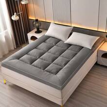 1 pieza Protector de colchón de grado hotelero catiónico, con 4 correas en las esquinas, 100% tela de microfibra súper suave y relleno alternativo de plumón esponjoso, adecuado para dormitorio, piso, habitación de invitados, dormitorio, uso diario, vacaciones y bodas! - Gris - Ver 4