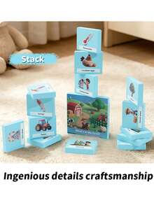 Montessori Wooden Double-Sided Matching Puzzle Board Scene Cognition Jigsaw Early Educational Toy For Kids Logical Thinking Training Parent-Child Interactive Game - Multicolor - View 9