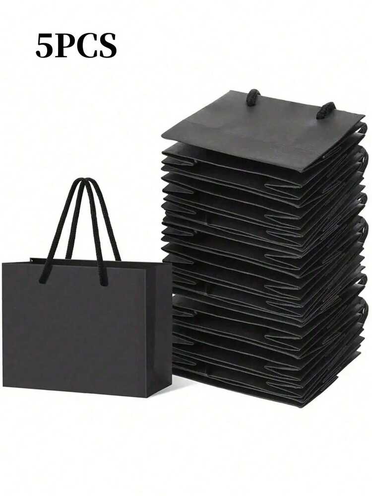 10pcs Black Kraft Paper Bags With Handles, Black Gift Bags, Solid Color Gift Bags, Small Portable Shopping Bags Suitable For Boutiques, Weddings, Baby Showers, Birthday Parties, Gift Bags, Bridesmaid Bags, Mother's Day, Graduation - Multicolor - View 21